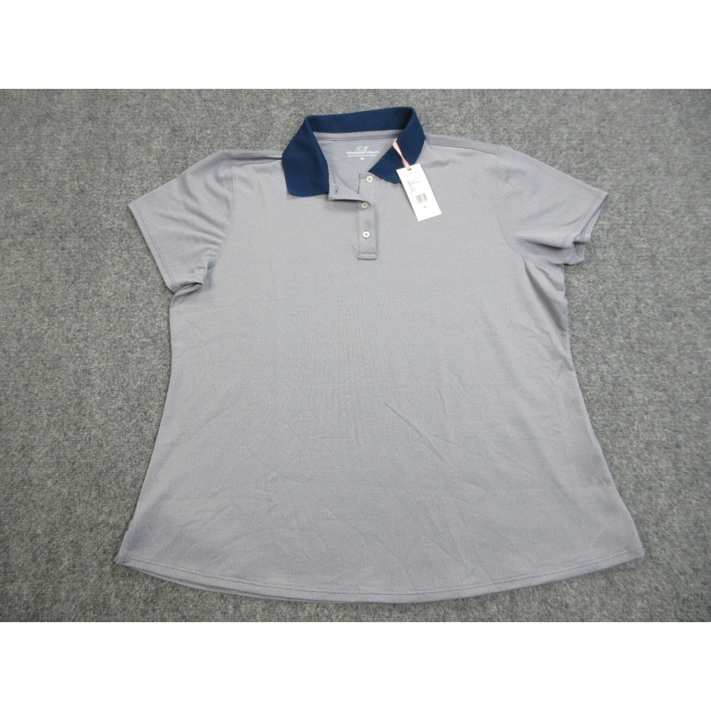 Vineyard Vines Polo Shirt Womens Extra Large Deep Bay Blue Pique Preppy